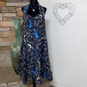Dressbarn-Black & Blue Flare Dress